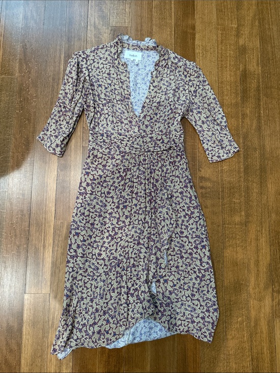 ba&sh Dresses & Skirts - ba&sh Cream and Purple Floral Wrap Midi “Lady Dress” Sz small